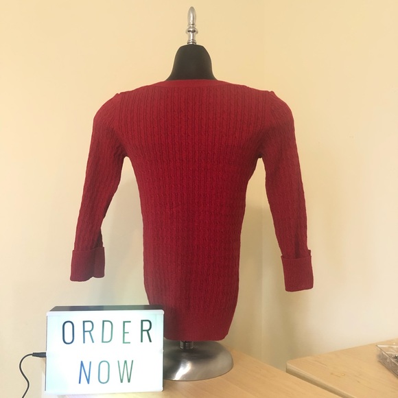 Karen Scott Women’s Petite Red Knit Sweater - Picture 2 of 5